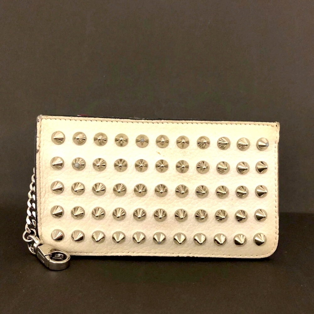 Christian Louboutin Panettone Spike Leather Key Case,  Ivory